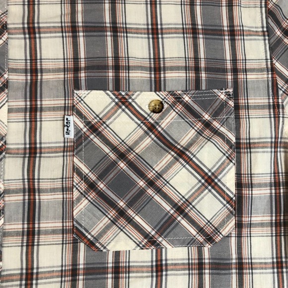 Levis Shirt Men Extra Large White Plaid Preppy Western Pocket‎ Collar Button up - Picture 2 of 8